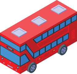 Red bus driver icon isometric vector. England city. Old tour