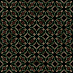 Drawing lines in green and brown It has a black background, Design, Fabric pattern, Used as background image.