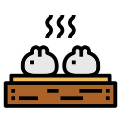 dumpling filled outline icon style