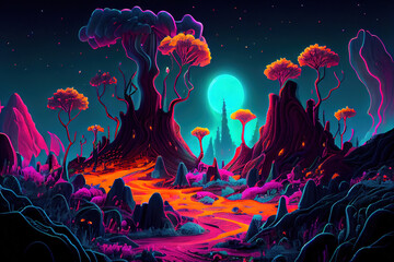 Glowing fantasy fairy land. Generative AI