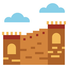 great wall of china flat icon style
