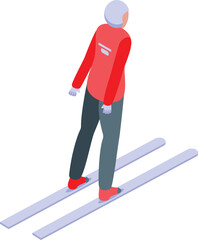 Ski sport icon isometric vector. Winter sport. Ski jumping