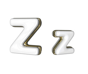 Realistic Letter Z 3D render with Gold and white colors