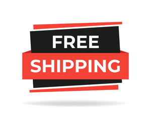 Vector Illustration Modern Free Shipping Shop Now Advertisement Label