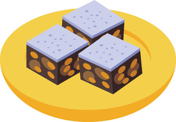 Date cake icon isometric vector. Fruit food. Sweet dry