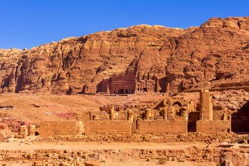 Great temple and Royal tombs in Petra, Jordan