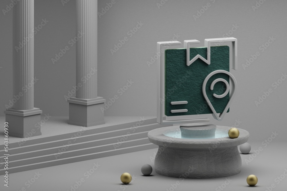 Poster beautiful abstract illustrations delivery box tracking symbol icon on a fountain and column backgrou