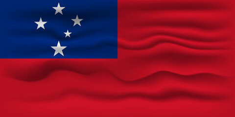 Waving flag of the country Samoa. Vector illustration.