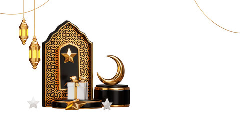3d ramadan mosque and lantern cutout