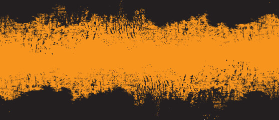 Orange brush stroke background. Orange ink splash on backdrop. Brush background for wallpaper, paint splatter template, dirt banner, watercolor design, dirty texture. Trendy brush background, vector