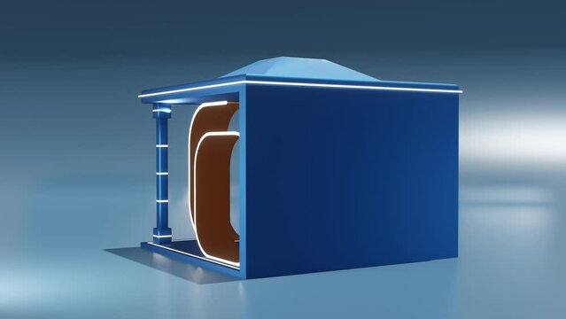 3D rendering of booth shape with abstract background - perfect for background and additional footage