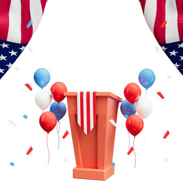USA President podium on stage 3d render cutout