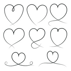 Set Of Black Hand Drawn Loop Hearts