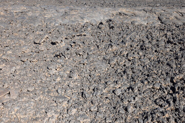 Views across the black lava volcano field of Jabal Qidr in the Harrat Khaybar region, north west Saudi Arabia