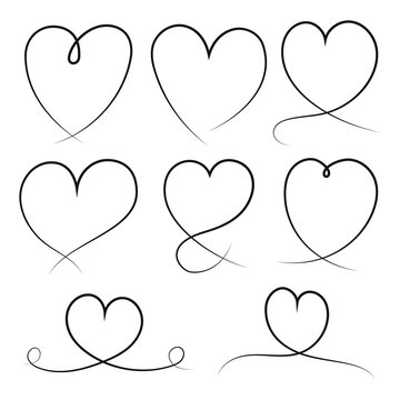 Set Of Black Hand Drawn Loop Hearts