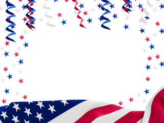 Obraz premium American flag and stars 3d render cutout