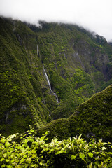 Jungle waterfall cascade in tropical rainforest