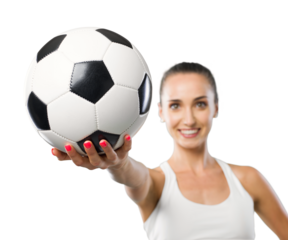 Happy athlete holding a soccer ball