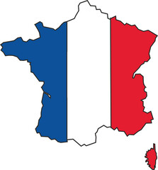 carte de france avec le drapeau français dessus