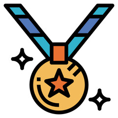 medal filled outline icon style