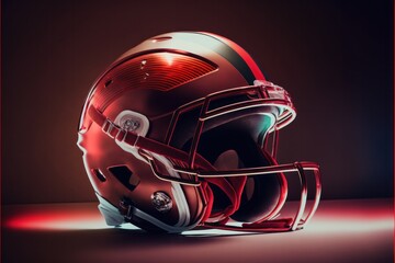 Fototapeta premium High quality Red Chrome Detailed NFL Helmets set - Generative AI