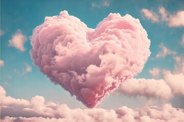 Heart shaped cloud in sky. Generative AI