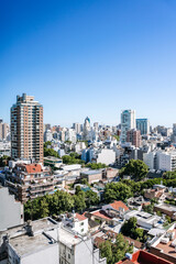 View of Buenos Aires from above. Cityscape architecture, houses and roofs of areas of Buenos Aires,...