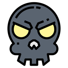 Skull filled outline icon style