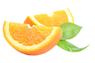 Orange fruit f with leaf isolated 