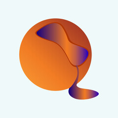 Abstract image. A ball with a hole from which a blue-gold liquid flows. Vector illustration isolated on white background for printing, backgrounds.postcards.