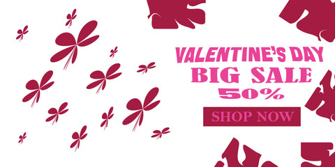 Happy Valentine's Day celebration sale header or banner set with a discount offer. Promotion and shopping template or background for Love and Valentine's day concept.Vector illustration