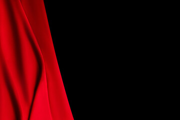 Beautiful red rose close-up, Red silk or satin luxury fabric texture can use as abstract background. Top view, Red silk or satin luxury fabric texture can use as abstract background. Top view