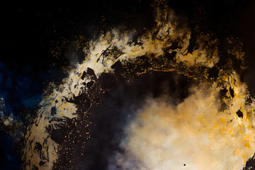 Fototapeta na wymiar Abstract artistic background. Black and gold painting background. Generative AI.