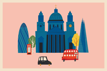 London cityscape landmarks vector illustration 