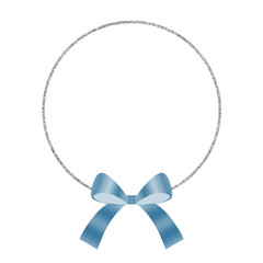 blue ribbon bow with silver circle