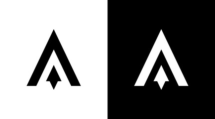 business logo arrow up monogram letter A initial black and white icon illustration style Design template