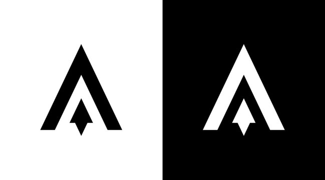 business logo arrow up monogram letter A initial black and white icon illustration style Design template