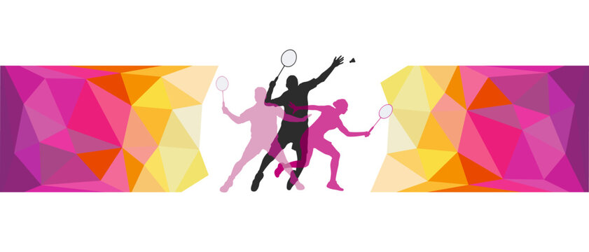 Badminton design sport graphic with badminton player in action and design elements in vector quality.