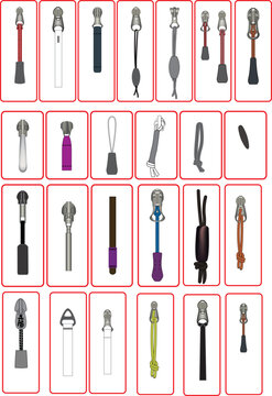 Zipper With Different Draw Chords and Pull, For Fashion Design, CAD, Freelance 