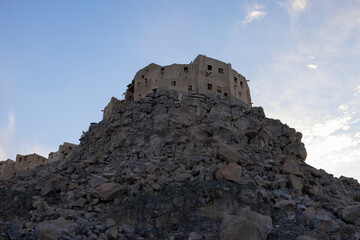Views across the Khaybar heritage village and oasis in north west Saudi Arabia