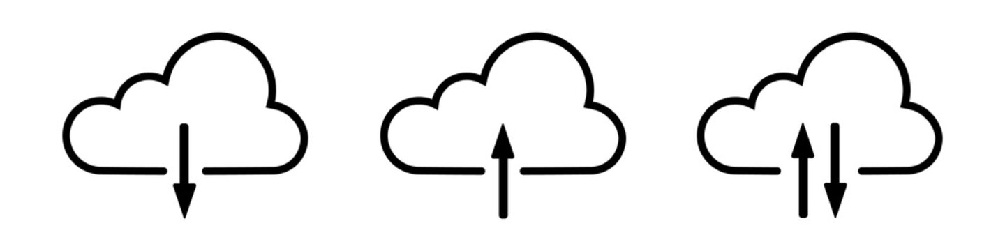 Flat Illustration Of Cloud Download Upload Icons Set
