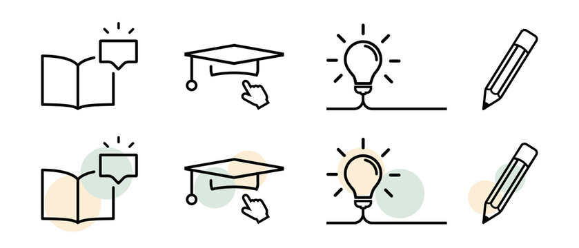 Different Learning Education Illustration Icons Set