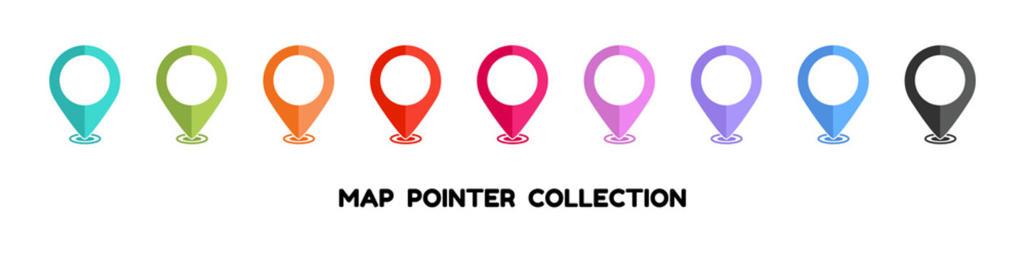 Colorful GPS Map Pointer Illustration Icons Set