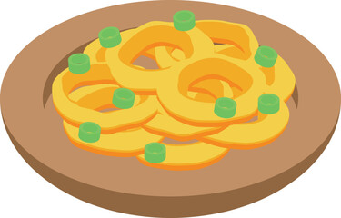 Tempura pasta icon isometric vector. Fried shrimp. Food meat
