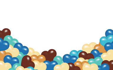 青と水色と茶色と白い沢山のハートの背景