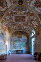 Stanza della caccia, Loggia della Palazzina Gambara, Villa Lante. Bagnaia, Viterbo, Lazio, Italy, Europe.