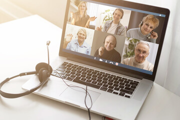 Video conference concept. Telemeeting. Videophone. Teleconference - obrazy, fototapety, plakaty