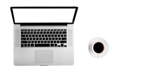 modern laptop computer  isolated on the yellow background