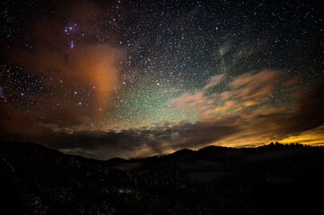Night sky full of stars over the mountains. Bieszczady, Carpathians, Poland. © Szymon Bartosz