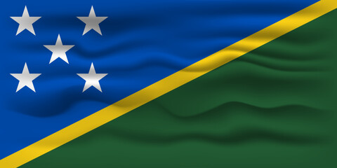 Waving flag of the country Solomon Islands. Vector illustration.